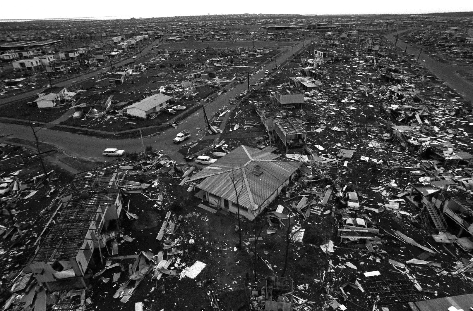 Ariel view damage from Cyclone Tracy